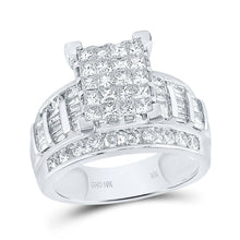 Load image into Gallery viewer, 10K White Gold Princess Diamond Fashion Emerald Ring 2 Cttw - Splendid Jewellery