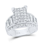 10K White Gold Princess Diamond Fashion Emerald Ring 2 Cttw - Splendid Jewellery