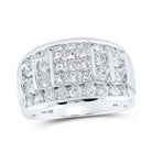 10K White Gold Princess Diamond Mens Band 3 Cttw - Splendid Jewellery