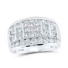 10K White Gold Princess Diamond Mens Band 3 Cttw - Splendid Jewellery