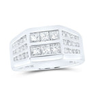 10K White Gold Princess Diamond Mens Ring 1 1/2 Cttw - Splendid Jewellery