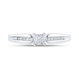 10K White Gold Princess Diamond Solitaire Promise Bridal Ring 1/6 Cttw - Splendid Jewellery