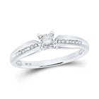 10K White Gold Princess Diamond Solitaire Promise Bridal Ring 1/6 Cttw - Splendid Jewellery