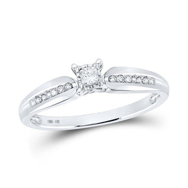 10K White Gold Princess Diamond Solitaire Promise Bridal Ring 1/6 Cttw - Splendid Jewellery