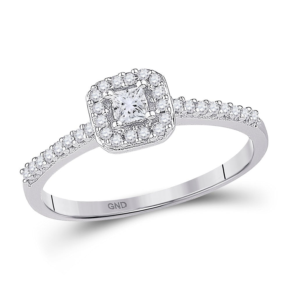 10K White Gold Princess Diamond Solitaire Square Halo Bridal Wedding Engagement Ring 1/4 Cttw - Splendid Jewellery
