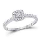 10K White Gold Princess Diamond Solitaire Square Halo Bridal Wedding Engagement Ring 1/4 Cttw - Splendid Jewellery