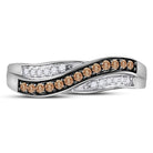10K White Gold Round Brown Diamond Women's Brown Band Ring 1/4 Cttw - Splendid Jewellery