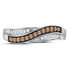 Load image into Gallery viewer, 10K White Gold Round Brown Diamond Women's Brown Band Ring 1/4 Cttw - Splendid Jewellery