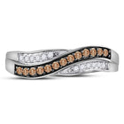 10K White Gold Round Brown Diamond Women's Brown Band Ring 1/4 Cttw - Splendid Jewellery