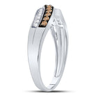 10K White Gold Round Brown Diamond Women's Brown Band Ring 1/4 Cttw - Splendid Jewellery