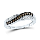 10K White Gold Round Brown Diamond Women's Brown Band Ring 1/4 Cttw - Splendid Jewellery