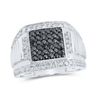 10K White Gold Round Colored Black Diamond Mens Ring 1 5/8 Cttw - Splendid Jewellery