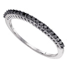 10K White Gold Round Colored Black Diamond Women's Color Enhanced Black Band 1/4 Cttw - Splendid Jewellery