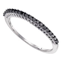 Load image into Gallery viewer, 10K White Gold Round Colored Black Diamond Women's Color Enhanced Black Band 1/4 Cttw - Splendid Jewellery