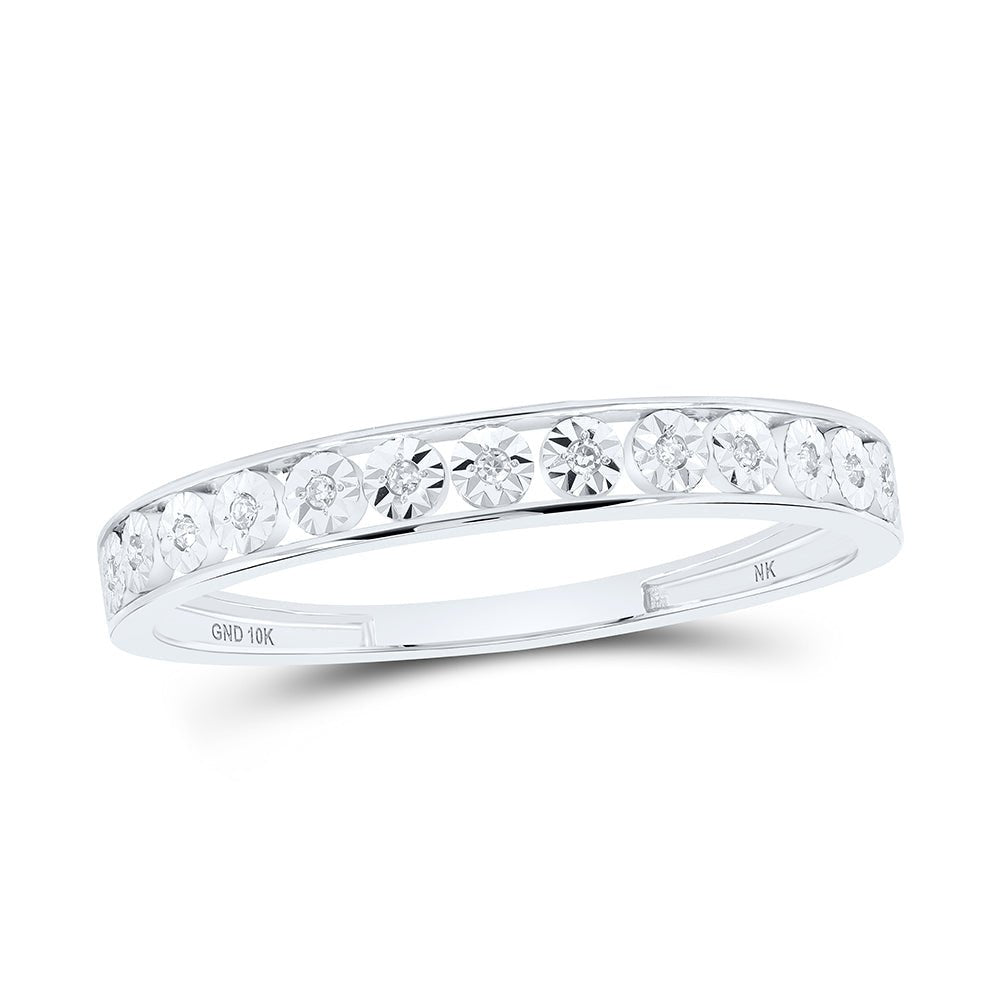 10K White Gold Round Diamond Band 0.03 Cttw - Splendid Jewellery