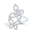 10K White Gold Round Diamond Butterfly Ring 1/4 Cttw - Splendid Jewellery