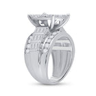 10K White Gold Round Diamond Cluster Bridal Engagement 3 Cttw - Splendid Jewellery