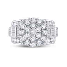 Load image into Gallery viewer, 10K White Gold Round Diamond Cluster Bridal Engagement 3 Cttw - Splendid Jewellery