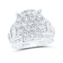 Load image into Gallery viewer, 10K White Gold Round Diamond Cluster Bridal Engagement 3 Cttw - Splendid Jewellery