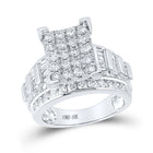 10K White Gold Round Diamond Cluster Bridal Wedding Engagement Ring 2 Cttw - Splendid Jewellery