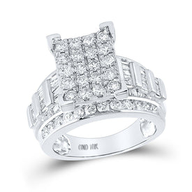 10K White Gold Round Diamond Cluster Bridal Wedding Engagement Ring 2 Cttw - Splendid Jewellery