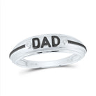 10K White Gold Round Diamond Dad Mens Ring 0.014 Cttw - Splendid Jewellery