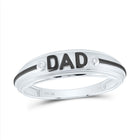 10K White Gold Round Diamond Dad Mens Ring 0.014 Cttw - Splendid Jewellery
