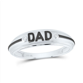 10K White Gold Round Diamond Dad Mens Ring 0.014 Cttw - Splendid Jewellery