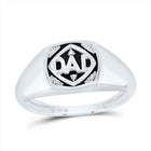 10K White Gold Round Diamond Dad Mens Ring 0.018 Cttw - Splendid Jewellery
