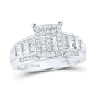10K White Gold Round Diamond Designer Ring 1 Cttw - Splendid Jewellery