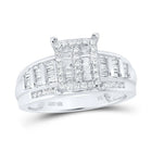 10K White Gold Round Diamond Designer Ring 1 Cttw - Splendid Jewellery