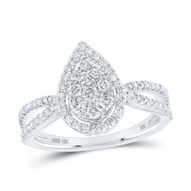 10K White Gold Round Diamond Designer Ring 1/2 Cttw - Splendid Jewellery