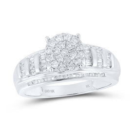 10K White Gold Round Diamond Designer Ring 1/2 Cttw - Splendid Jewellery
