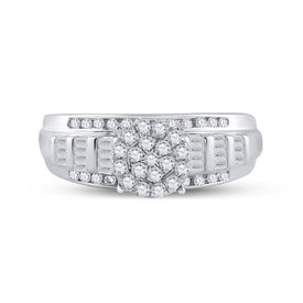 10K White Gold Round Diamond Designer Ring 1/2 Cttw - Splendid Jewellery