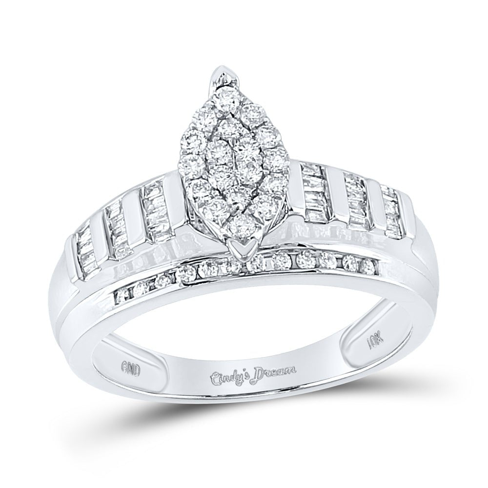 10K White Gold Round Diamond Designer Ring 1/2 Cttw - Splendid Jewellery