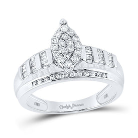 10K White Gold Round Diamond Designer Ring 1/2 Cttw - Splendid Jewellery