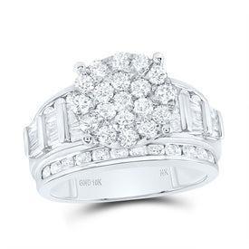 10K White Gold Round Diamond Designer Ring 2 Cttw - Splendid Jewellery