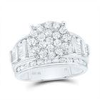 10K White Gold Round Diamond Designer Ring 2 Cttw - Splendid Jewellery