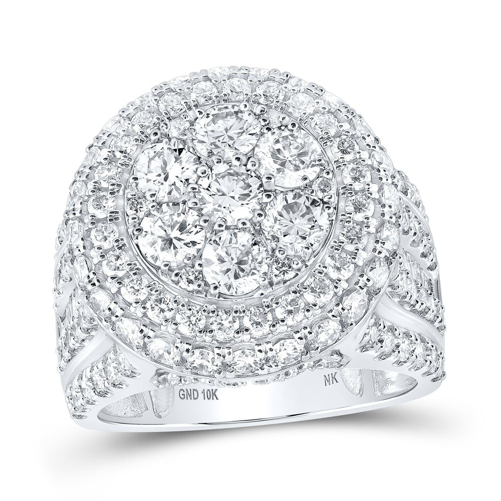 10K White Gold Round Diamond Designer Ring 4 Cttw - Splendid Jewellery