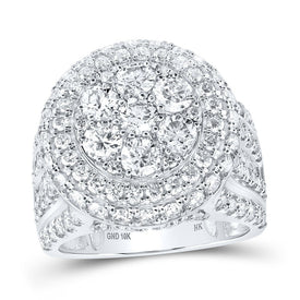10K White Gold Round Diamond Designer Ring 4 Cttw - Splendid Jewellery
