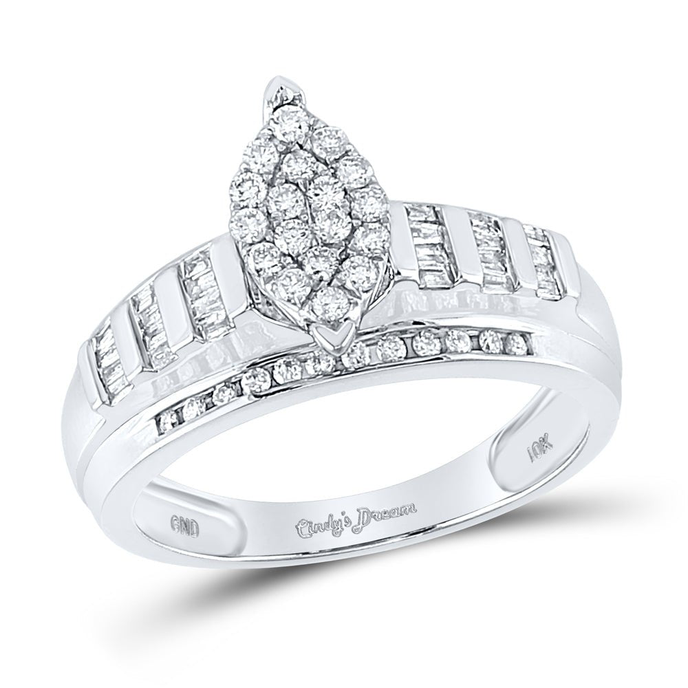 10K White Gold Round Diamond Designer Ring S9 1/2 Cttw - Splendid Jewellery