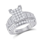 10K White Gold Round Diamond Emerald Ring 1 1/2 Cttw - Splendid Jewellery