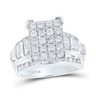 10K White Gold Round Diamond Fashion Emerald Ring 2 Cttw - Splendid Jewellery