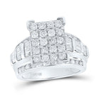 10K White Gold Round Diamond Fashion Emerald Ring 2 Cttw - Splendid Jewellery