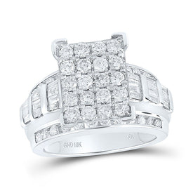 10K White Gold Round Diamond Fashion Emerald Ring 2 Cttw - Splendid Jewellery