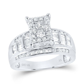10K White Gold Round Diamond Fashion Emerald Ring 7/8 Cttw - Splendid Jewellery