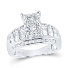 10K White Gold Round Diamond Fashion Emerald Ring 7/8 Cttw - Splendid Jewellery