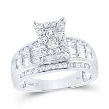 Load image into Gallery viewer, 10K White Gold Round Diamond Fashion Emerald Ring 7/8 Cttw - Splendid Jewellery