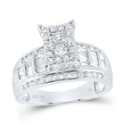 10K White Gold Round Diamond Fashion Emerald Ring 7/8 Cttw - Splendid Jewellery