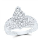 10K White Gold Round Diamond Fashion Marquise Ring 1 Cttw - Splendid Jewellery